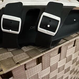 Papillio Black Sandals with Cream Buckles